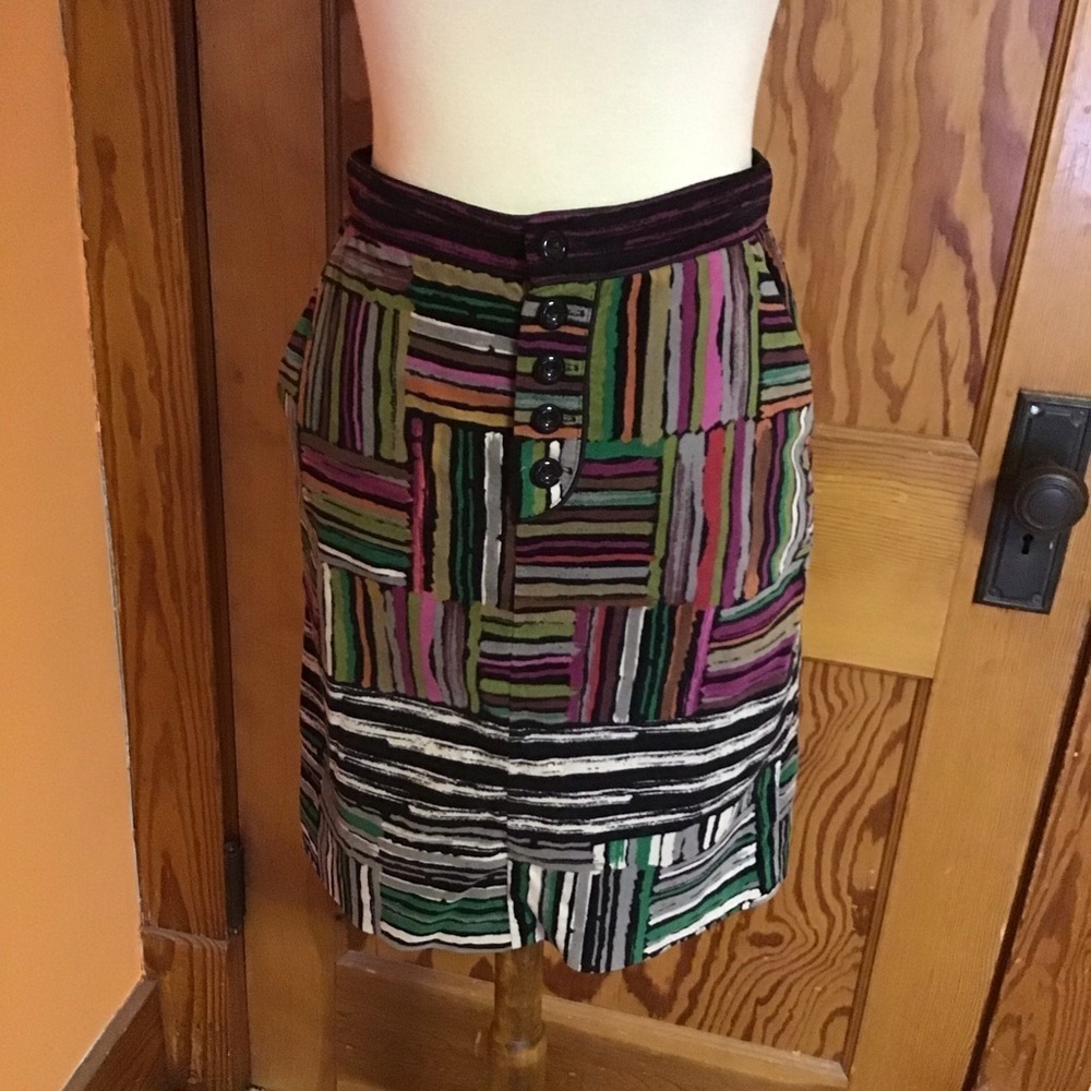 Anthropologie Odille bright striped velvet skirt - Picture 10 of 13